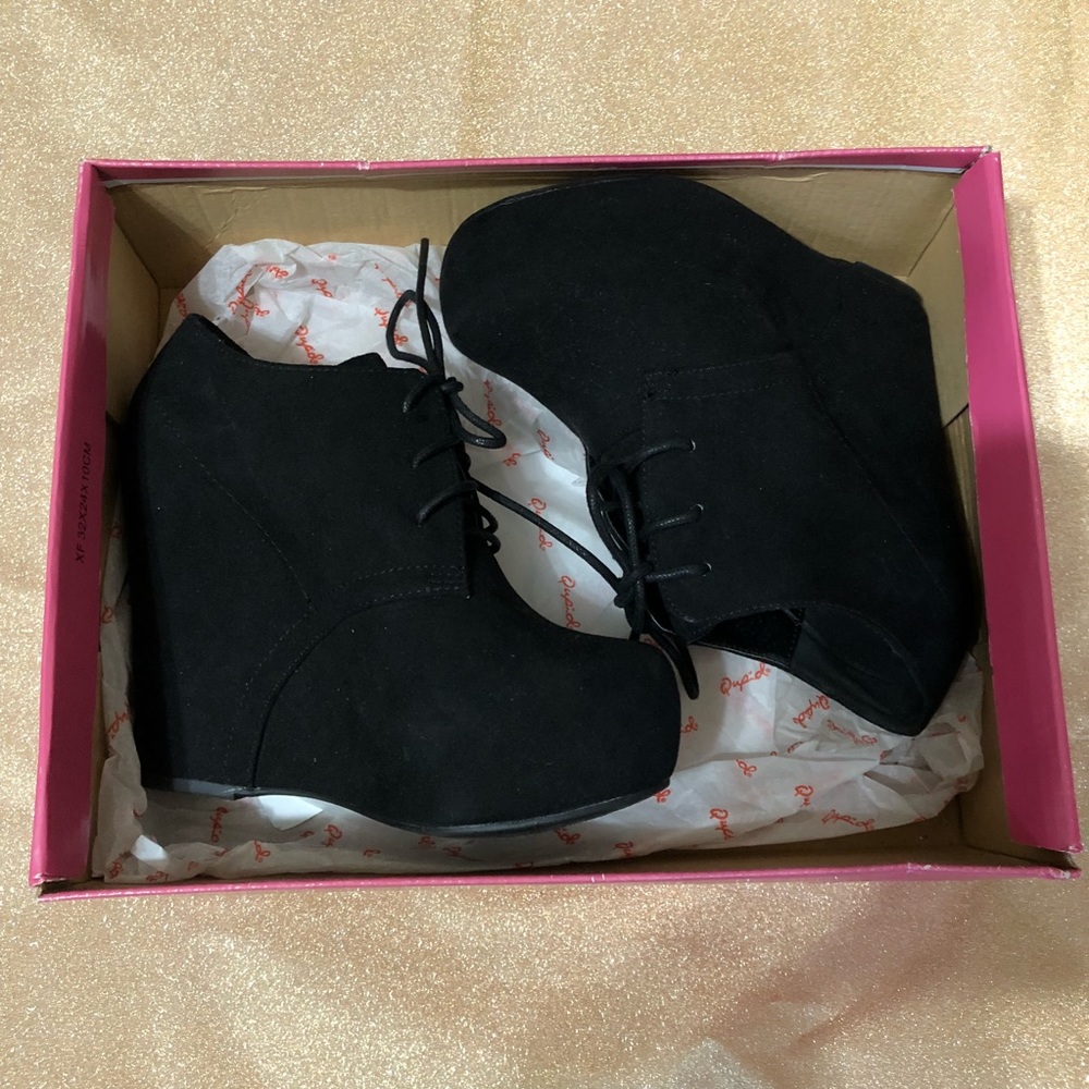 Black Lace up booties